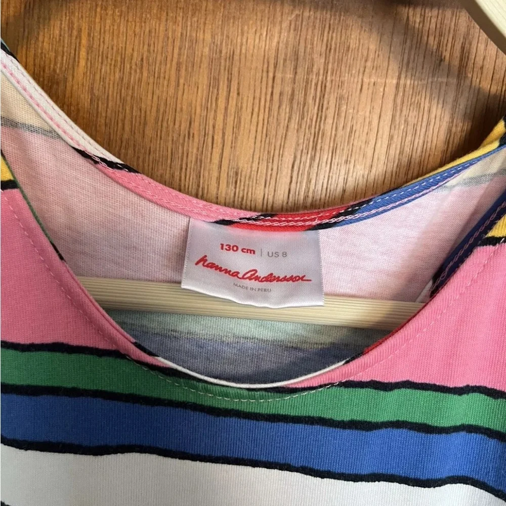 Hanna Andersson Girls Multicolored Striped Dress Size 8